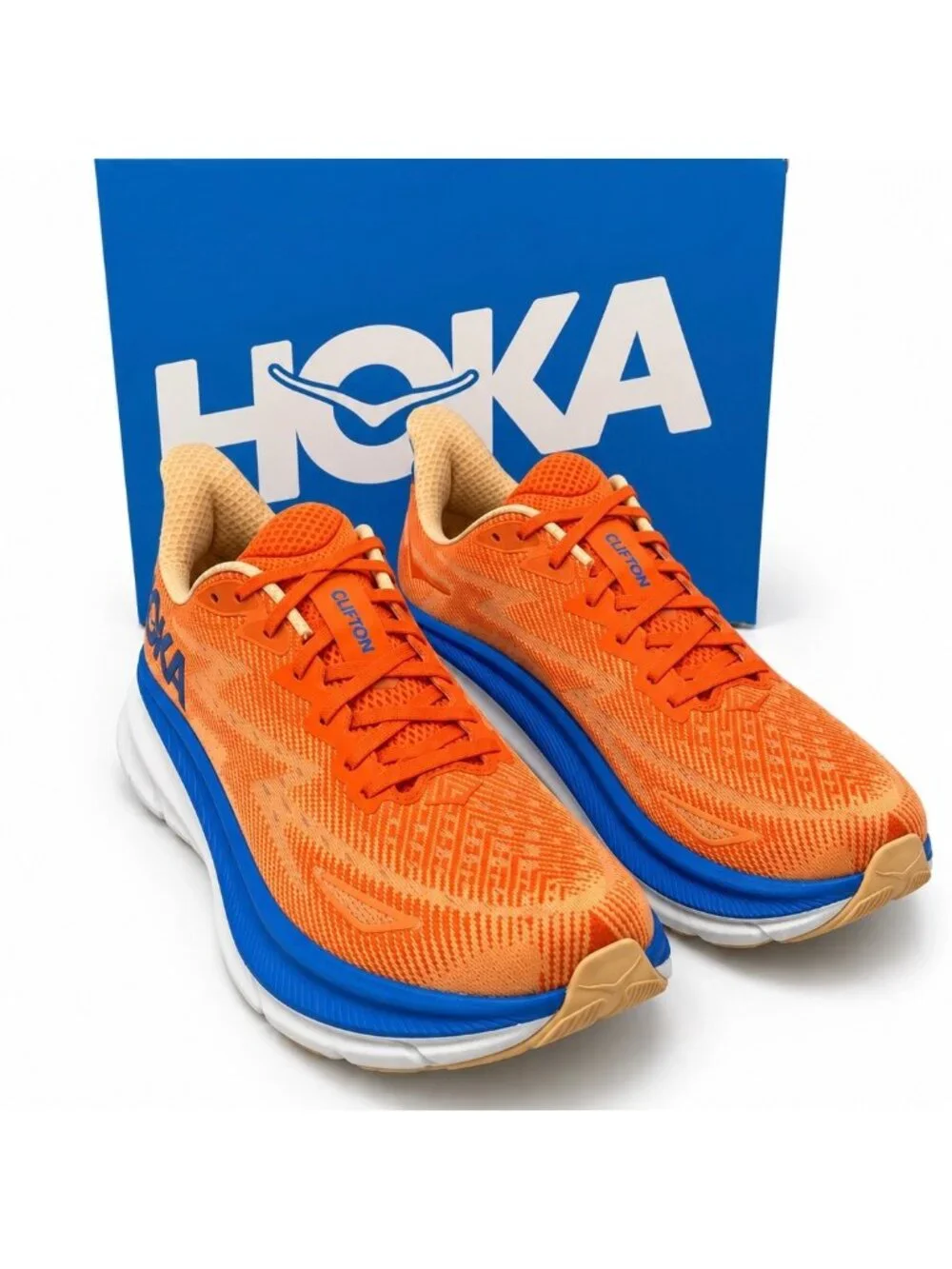 Clifton 9 Cushioned Neutral Running Shoes Mens 12 D Vibrant Orange Impala